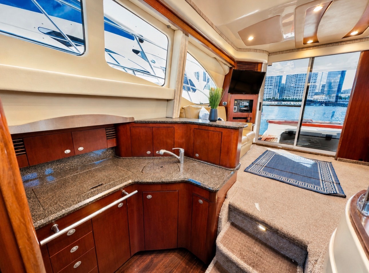 "BLUE" Sea Ray 50GT galley granite counters full kitchen