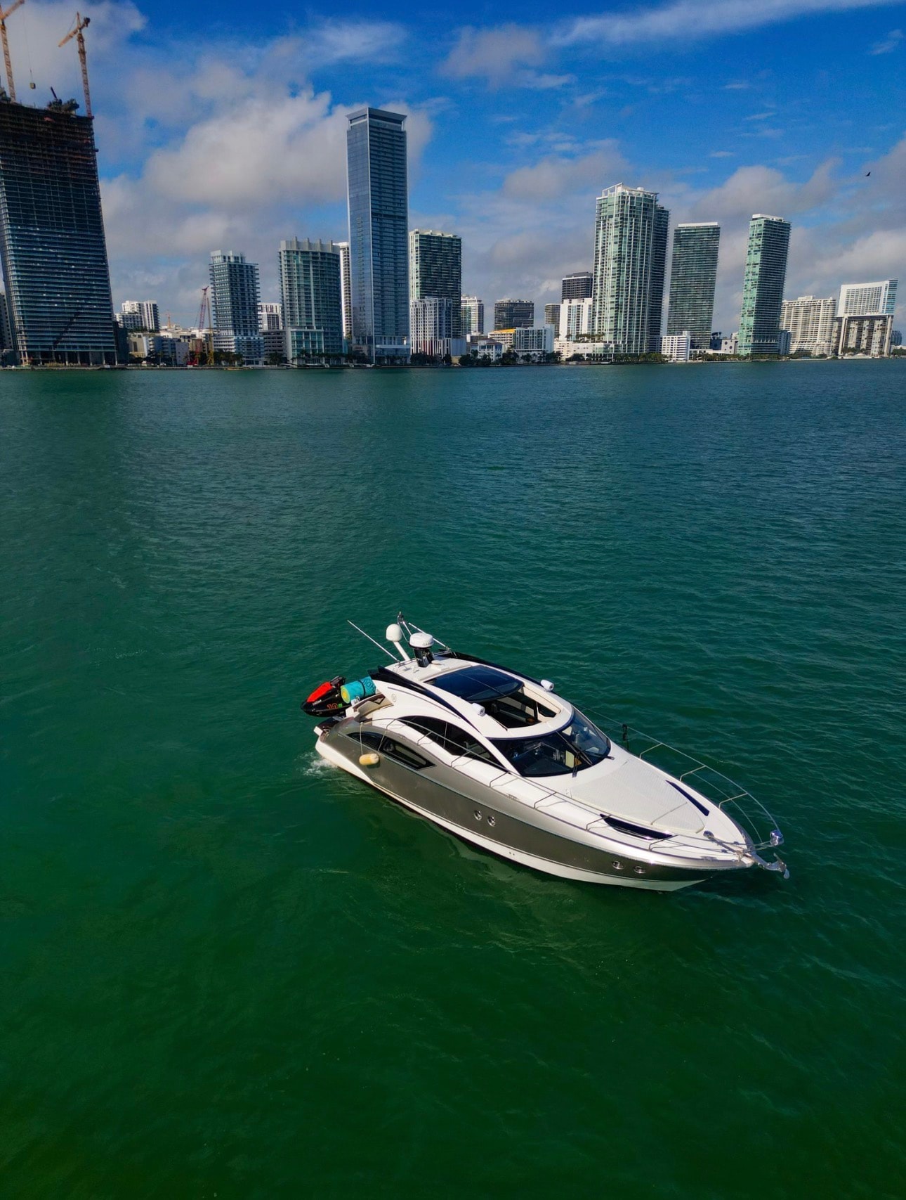 Marquis Sport Coupe 42ft aerial view with Miami skyline