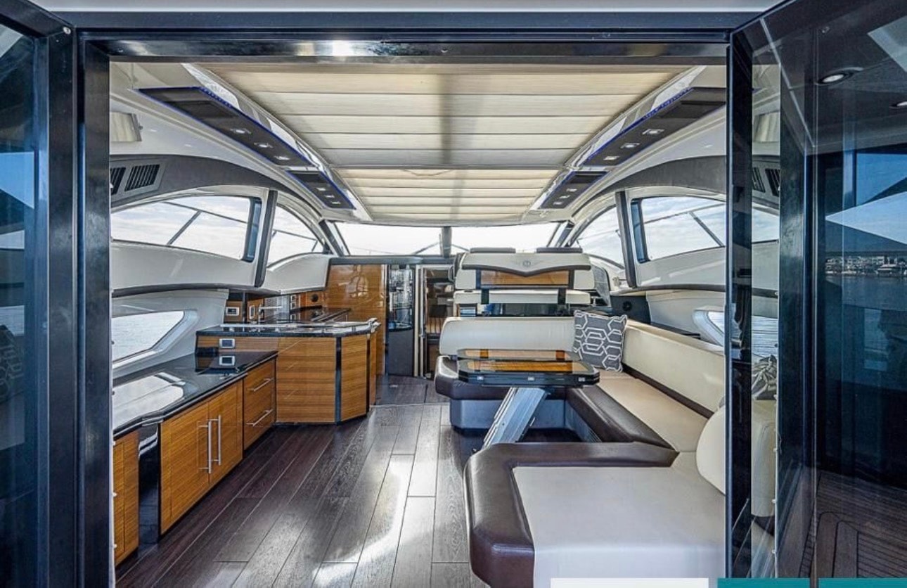 Marquis Sport Coupe 42ft salon and galley wide view